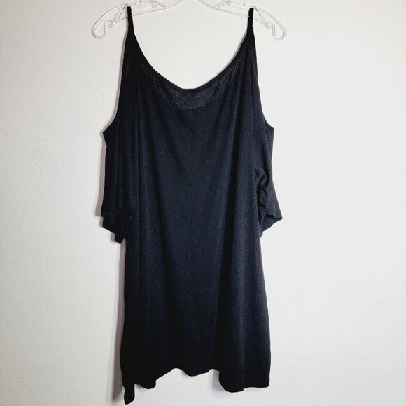 Always for Me Black Swim Cover Top Plus Size 3X Front Pockets Cold Shoulder - Picture 3 of 5